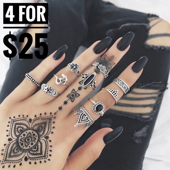 4 for $25 SALE!!! 10 Piece Boho Chic Midi Ring Set - Picture 6 of 6